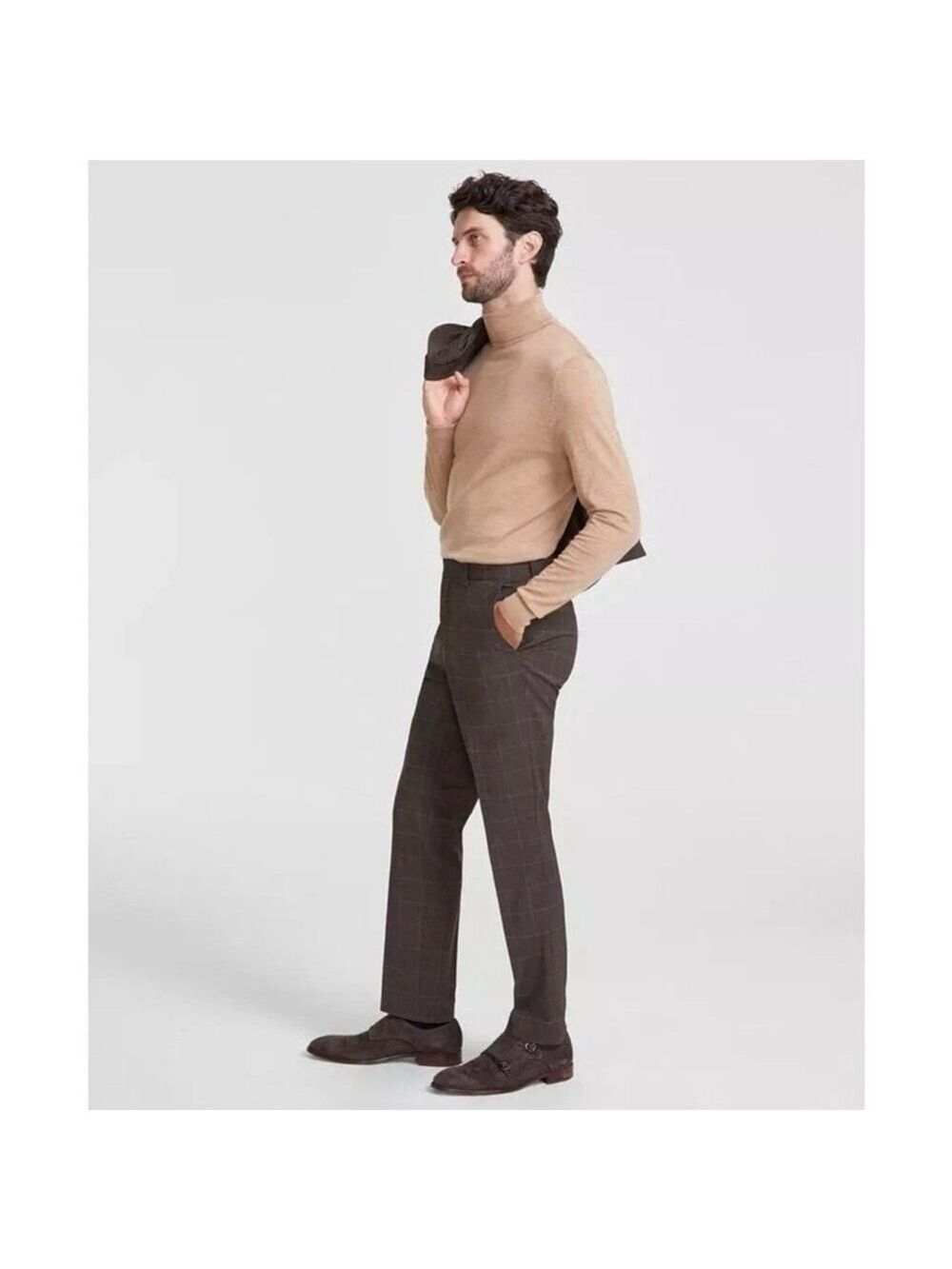 HUGO Men's Modern Fit Brown Checkered Dress Pants - NWT